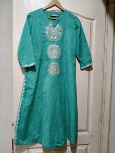 Teal Kurta with Mirror Work