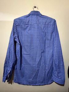 Men's Blue Checkered Button-Down Shirt