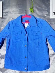 Chaps Blue Button-Up Jacket