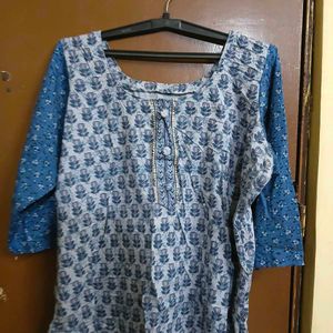 Blue Printed Cotton Kurta (two)
