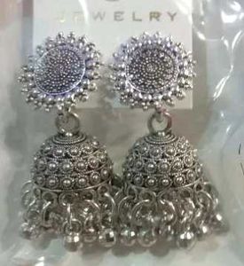 Silver Tone Earrings with jeans and short kurti