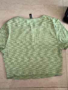 Light Green Marled Knit Top