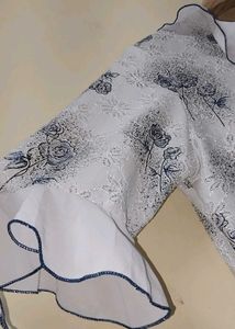 White Floral Ruffle Blouse