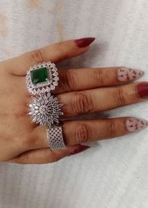 Combo Of 3- Stunning Emerald &amp; Diamond Ring