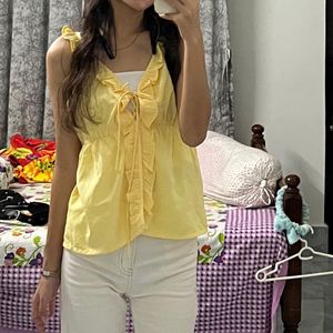Sunny Yellow Ruffle Crop Top