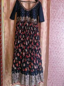 Elegant Floral Ethnic Gown With Dupata Padded