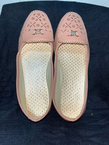 Cute Pink Loafers with Embellishment