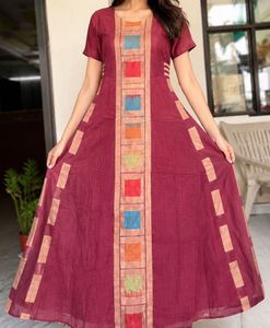 Ethnic Maroon Gown with Block Print