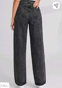 Washed Black Wide Leg Jeans