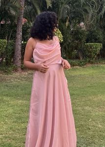 Elegant Pastel Pink Maxi Dress - bridesmaid gown