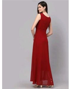 Elegant Maroon Maxi Dress M