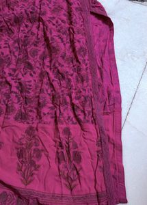 Pink floral Anarkali with Side slit