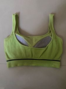 Lime Green Ribbed Sports Bra