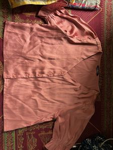 Satin Button-Up Blouse top