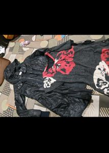 Black Padded Jacket with Hoodie