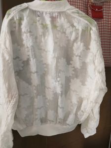 oversized bomber Floral Sheer Jacket