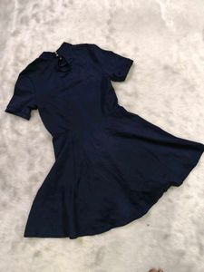 Chic Navy Blue Fit &amp; Flare Dress