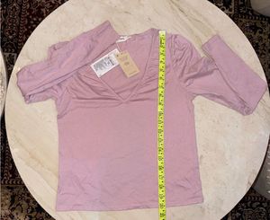Mango Pink long Sleeve V-Neck Top