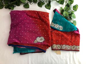 Multi Colour Emboridered Saree