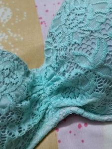 Aqua Lace Strapless Bandeau Bikini Top