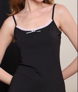 Elegant Black Nightgown with Lace Trim