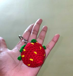 Handmade Crochet Strawberry Keychain-2