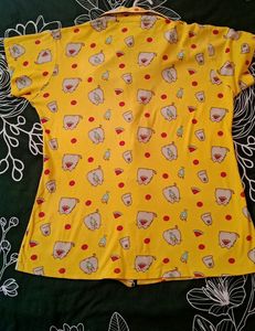 Yellow Printed Night Shirt