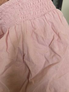 Pink Puff Sleeve Square Neck Top