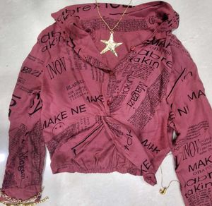 Unique Print Top With Cross Detailing