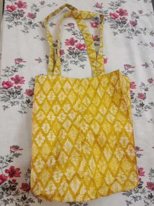 Yellow Floral Print Tote Bag