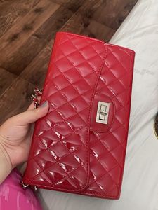 Chic Red Patent Quilted Clutch