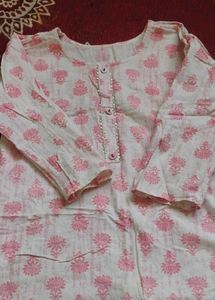 Chic Pink Floral Print Kurta