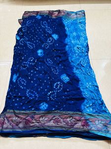 Beautiful Blue Bandhani Saree