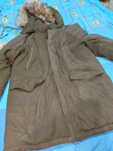 Khaki Fur-Lined Hooded Parka