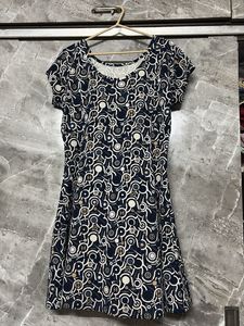 Navy & White Pattern Dress