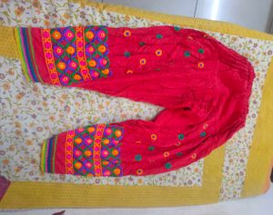 Embroidered Red Salwar Pants