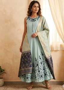 Elegant Teal Anarkali Suit with Dupatta & Pant