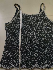 Y2K Inspired Beaded Black Camisole Top