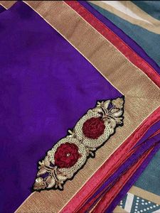 Purple Embroidered Saree
