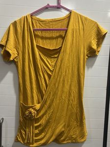 Stylish Mustard Yellow Wrap Top