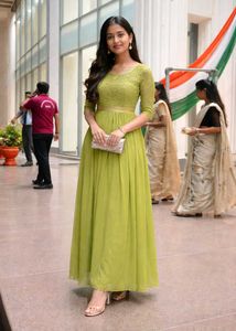 Stunning Lime Green Anarkali Gown