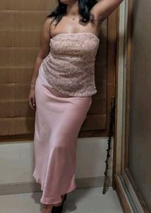 Sequined Strapless top with a skirt