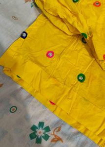 Yellow Mirror Work Kurta Set