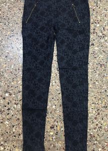 Dark Floral Print Slim Fit Pants