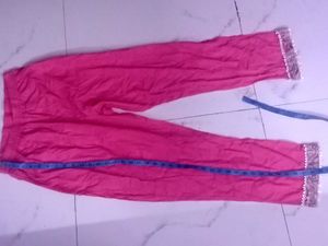 Vibrant Pink Palazzo Pants with Lace Trim