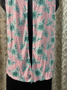 Pink Floral Sleeveless Top