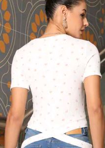 Cute White Floral Print T-Shirt