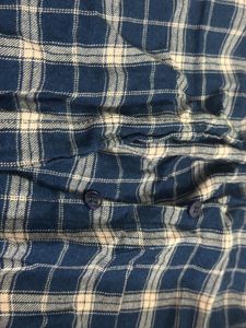 Blue Plaid Frayed Long Sleeve Shirt