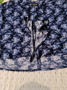 Blue Patterned Sleeveless Top