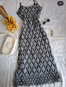 Sparkly Black & White Maxi Dress